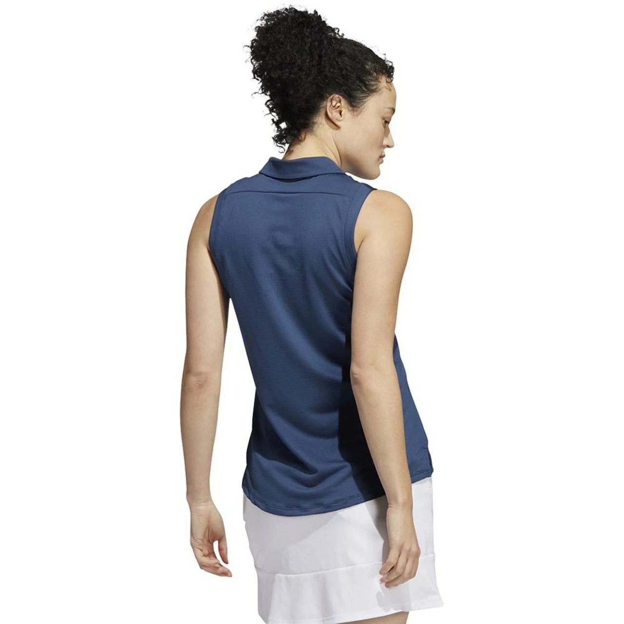 ADIDAS Women's Primeblue Ottoman Stripe Sleeveless Polo - Image 6