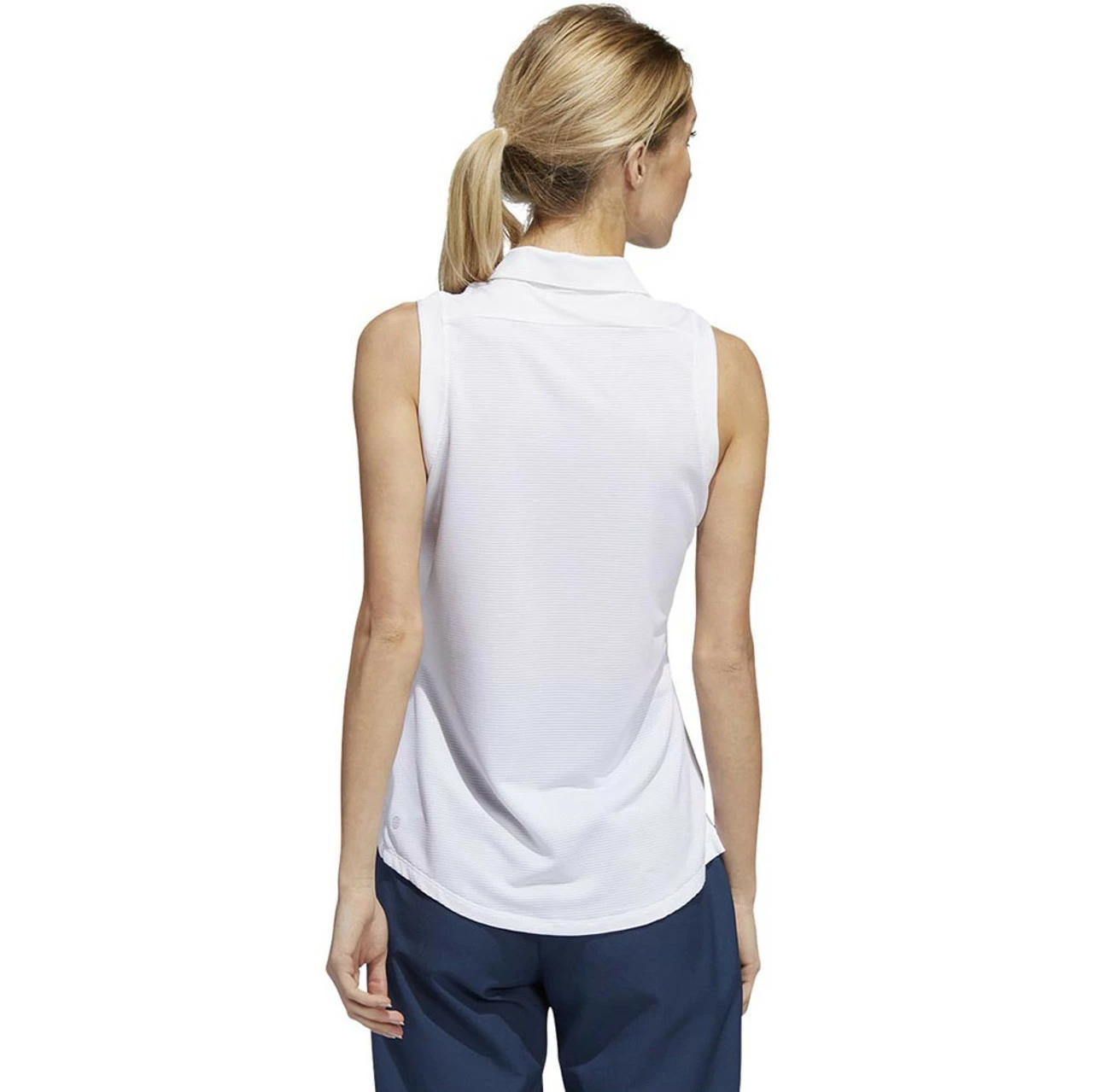 ADIDAS Women's Primeblue Ottoman Stripe Sleeveless Polo - Image 10