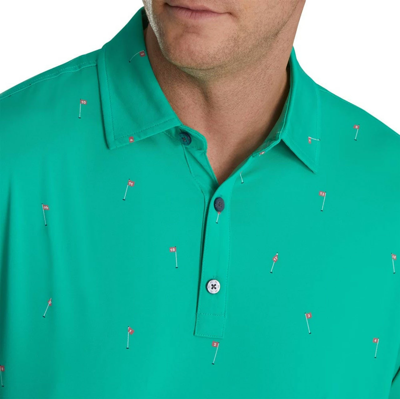 FootJoy 18 Holes Print Lisle Self Collar Polo - Image 11