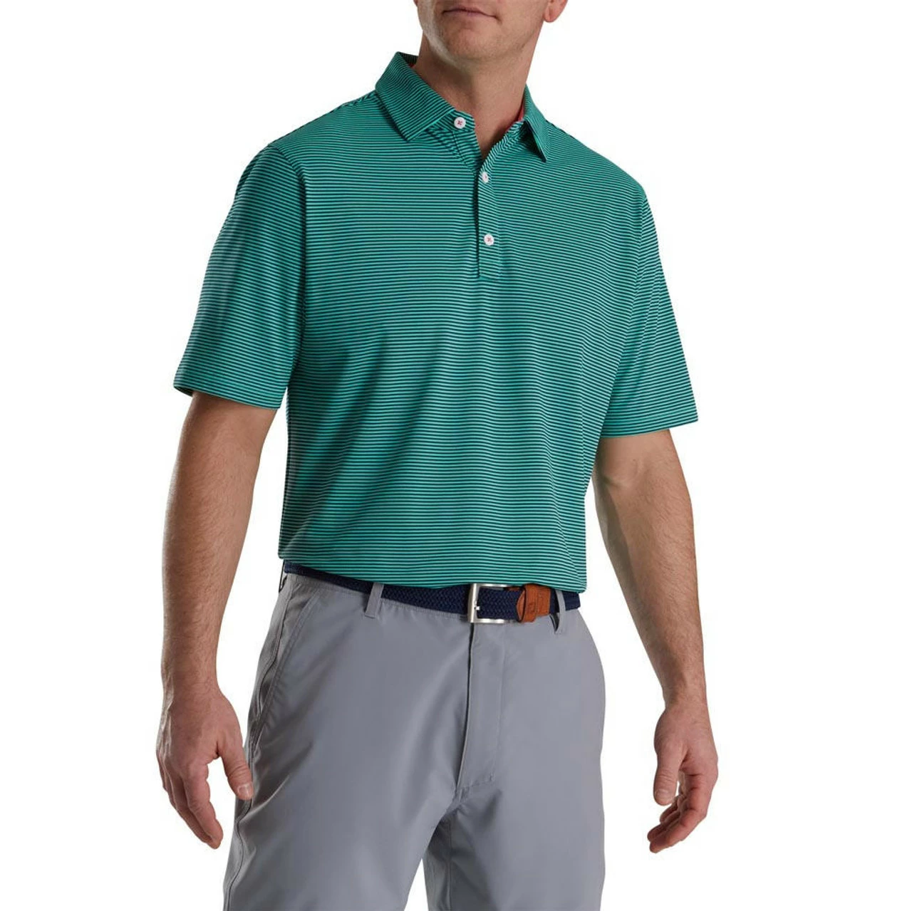 FootJoy Feeder Stripe Mix Stretch Pique Self Collar Polo - Image 5