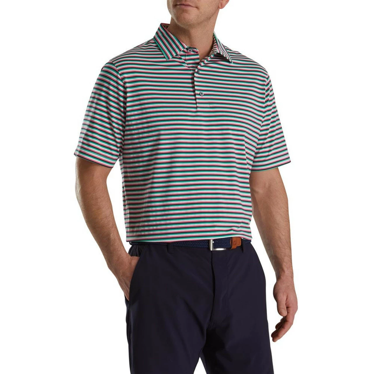 FootJoy Multi Stripe Lisle Self Collar Polo