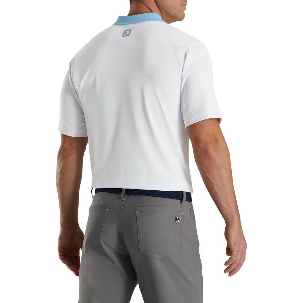 FootJoy Solid Stretch Pique With Stripe Placket Knit Collar Polo - Image 6