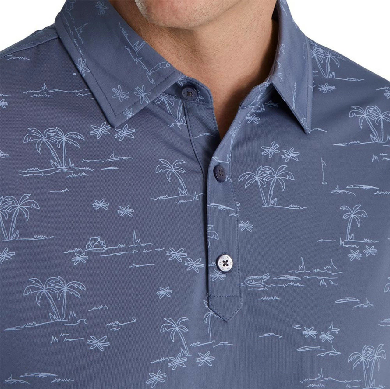 FootJoy Tropic Golf Print Lisle Self Collar Polo - Image 11
