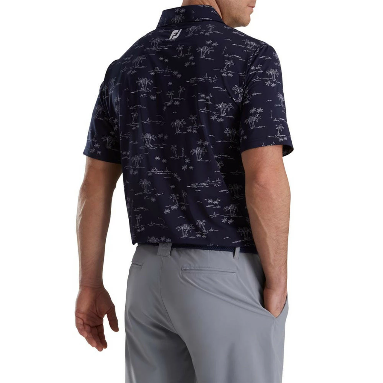 FootJoy Tropic Golf Print Lisle Self Collar Polo - Image 2