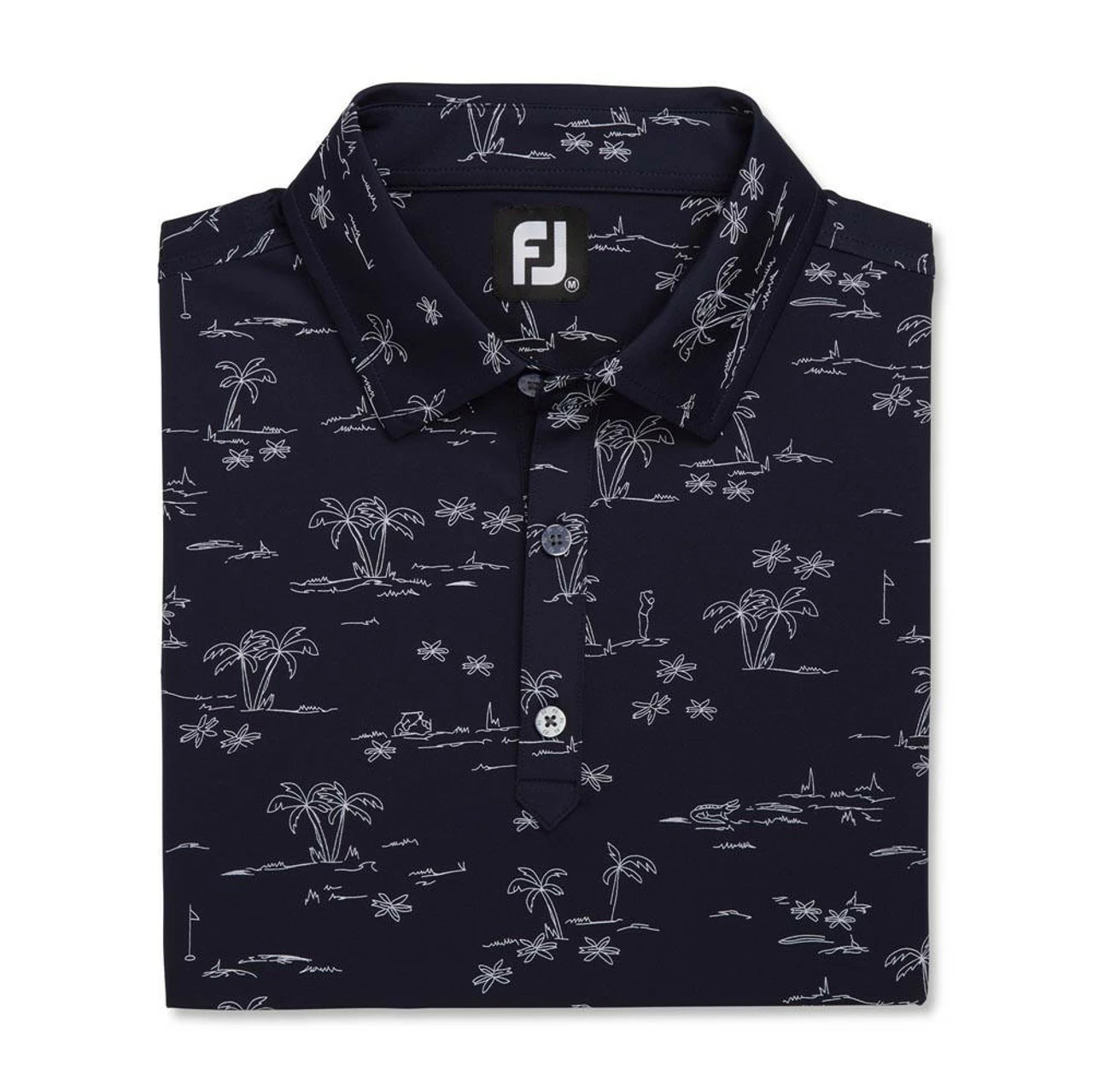 FootJoy Tropic Golf Print Lisle Self Collar Polo - Image 4
