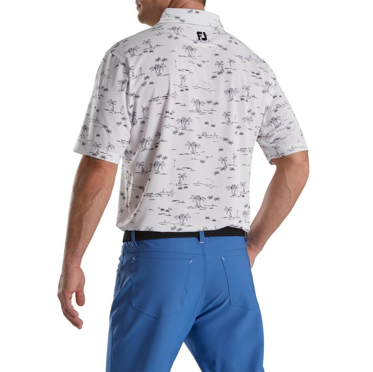 FootJoy Tropic Golf Print Lisle Self Collar Polo - Image 6