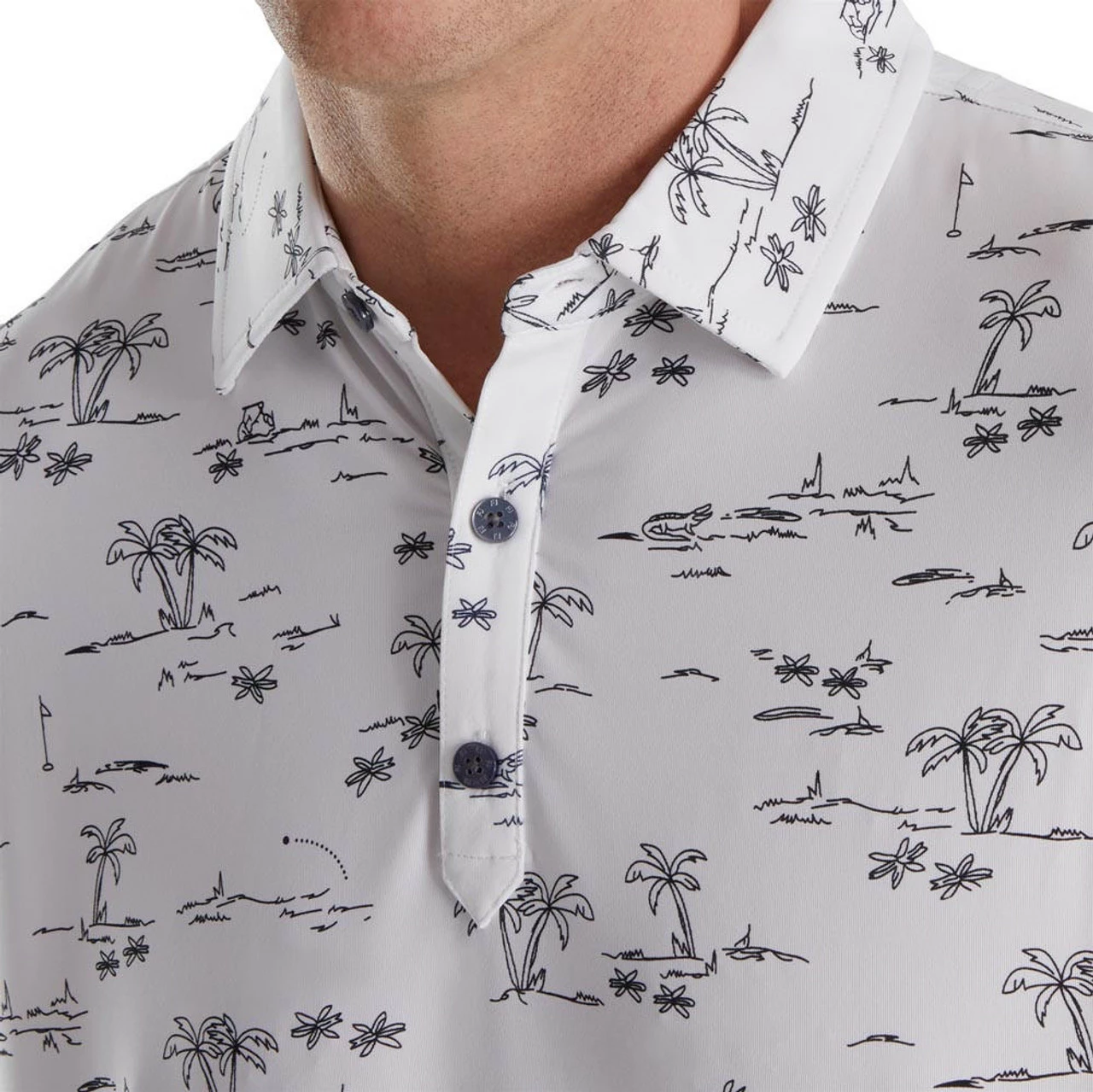 FootJoy Tropic Golf Print Lisle Self Collar Polo - Image 7