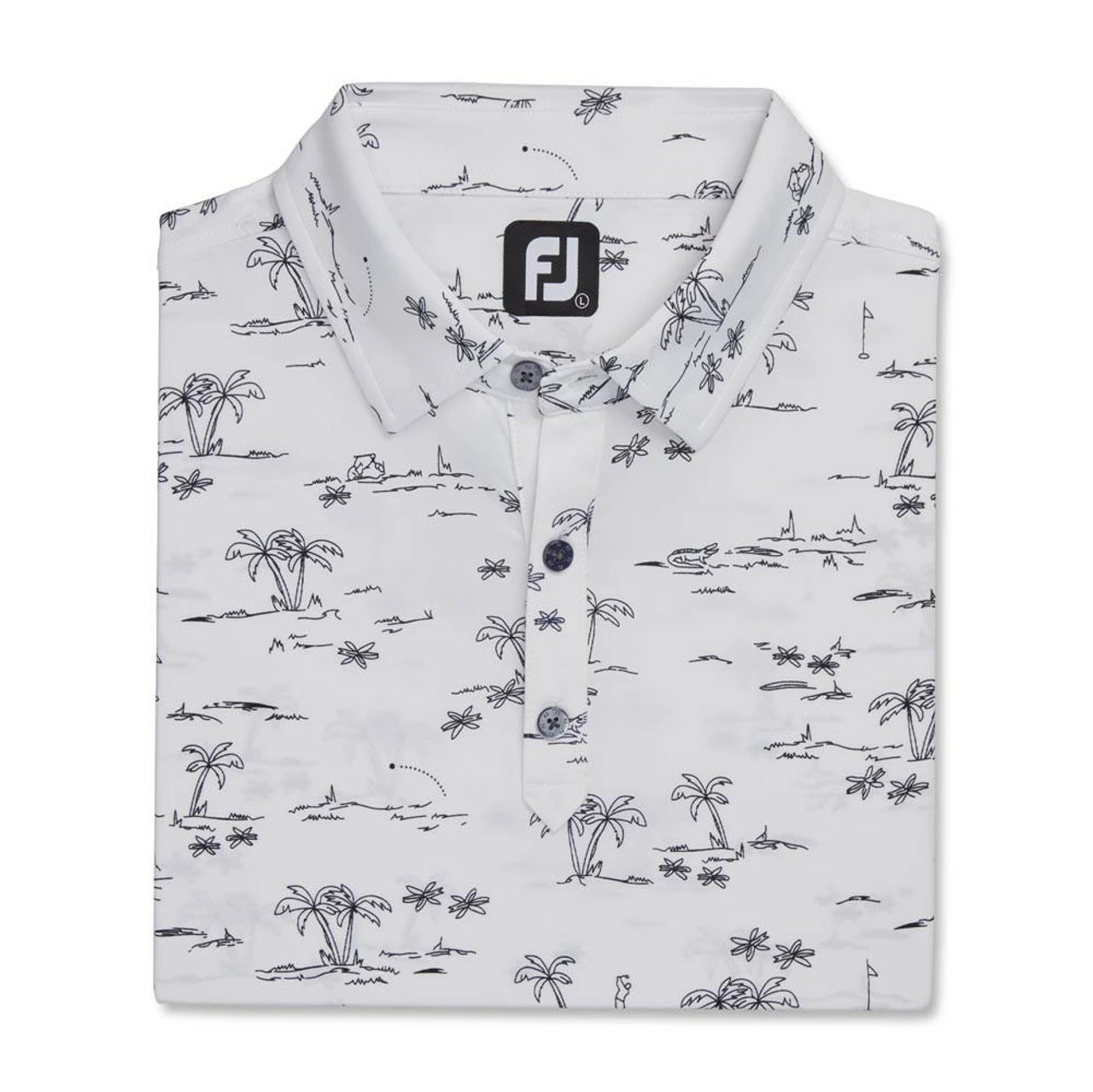 FootJoy Tropic Golf Print Lisle Self Collar Polo - Image 8