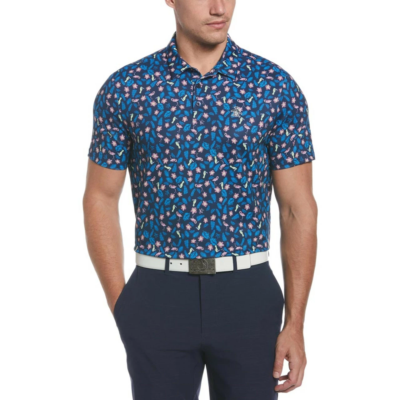 Original Penguin Whimsical Tropical Print Polo