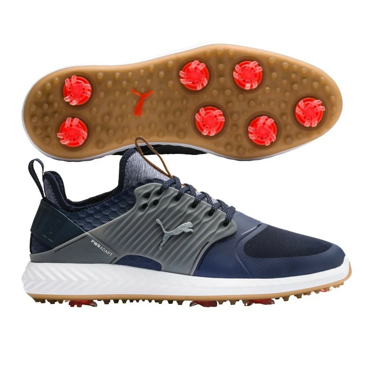 Puma Men's Ignite PWRADAPT Caged Golf Shoes - Peacoat/Silver/Quiet Shade